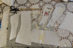 making notes on the mockup pattern pieces after disassembly